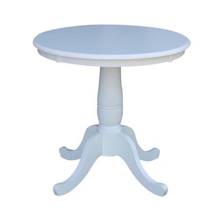 International Concepts Round 30 in Round Top Pedestal Table, 28.9 inH, White, 30 W, 30 L, 28.9 in H, Wood, White K08-30RT